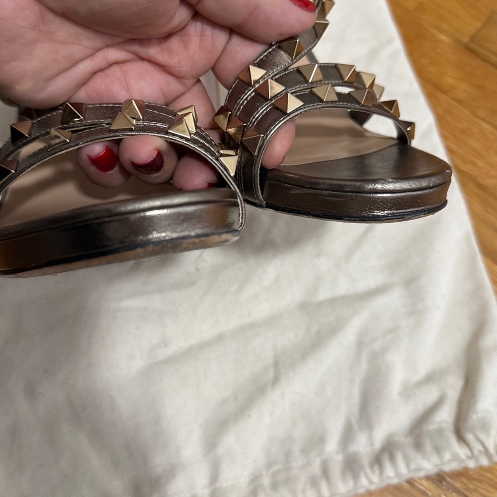 Valentino Women's Studded Metallic Heels - Picture 3 of 7